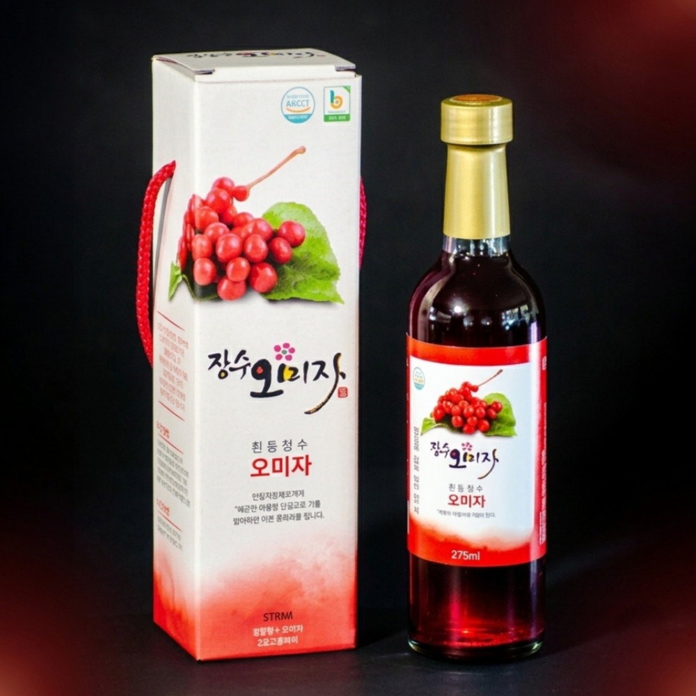 장수오미자 청정장수 오미자청 HACCP 375ml x 2개