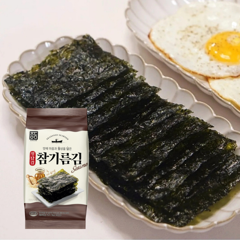 정담김 참기름 도시락김 조미김 국내산 원초 12봉 x 2묶음