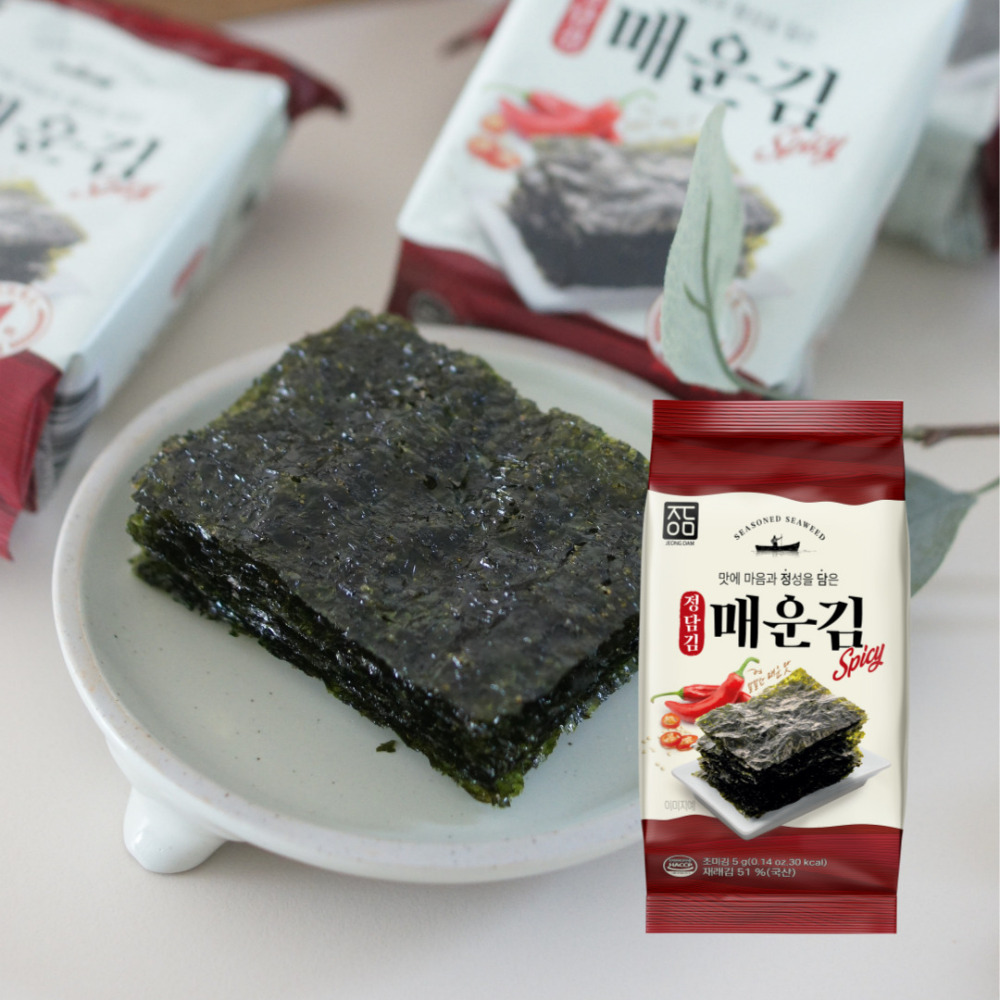 정담김 매운 도시락김 매운김 조미김 국내산 원초 12봉 x 2묶음