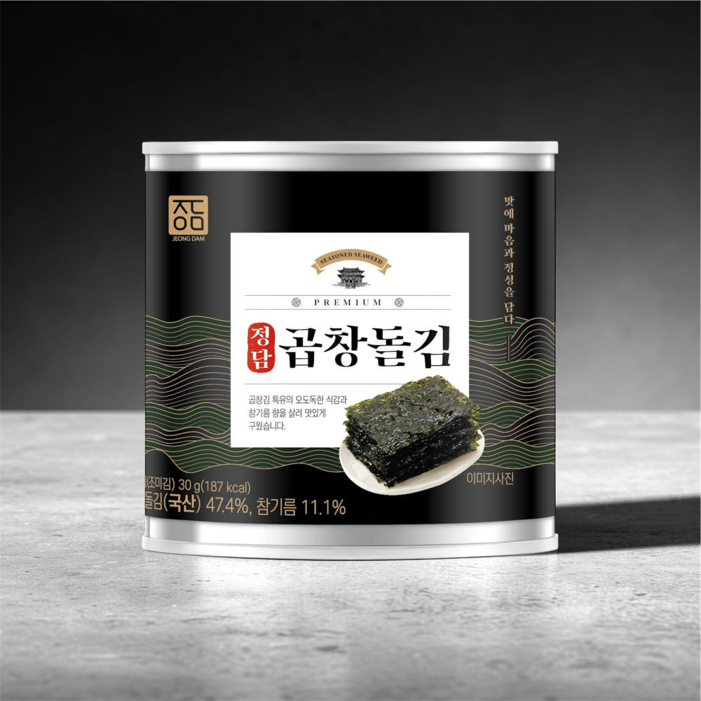정담김 곱창돌김 캔김 깡통김 곱창캔김 국내산 원초 30g x 4캔